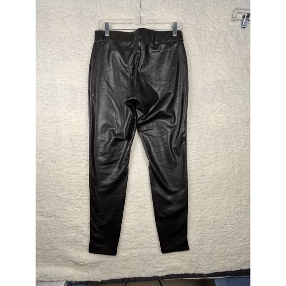 HUE Faux Leather Leggings M Black Split Hem NWT $48 - Picture 4 of 10
